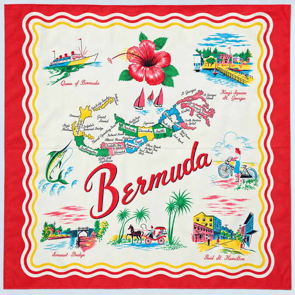 Bermuda | Vintage 1950s Silk Travel Scarf