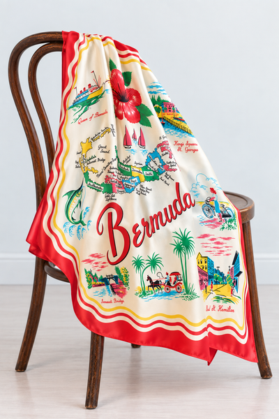 Bermuda | Vintage 1950s Silk Travel Scarf