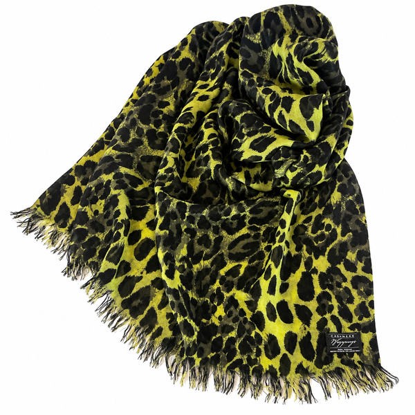 Leopard Print Fine Gauge Cashmere Wrap | 27" X 80"