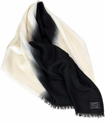 Ebony & Ivory Tissue Weight Cashmere Scarf