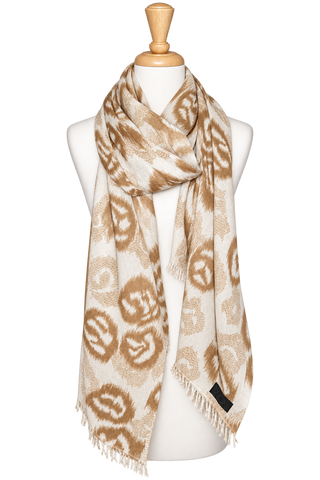 Rose Impression Ikat Cashmere Scarf — Tuscany