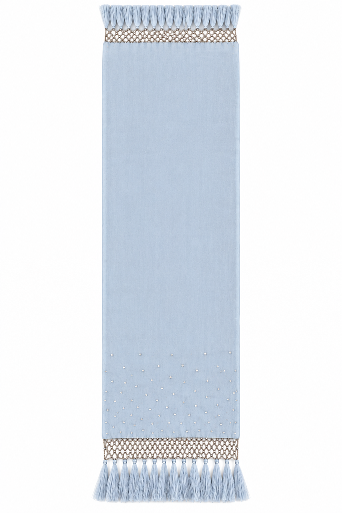 Ice Blue | Crystal & Lattice Cashmere & Silk Scarf