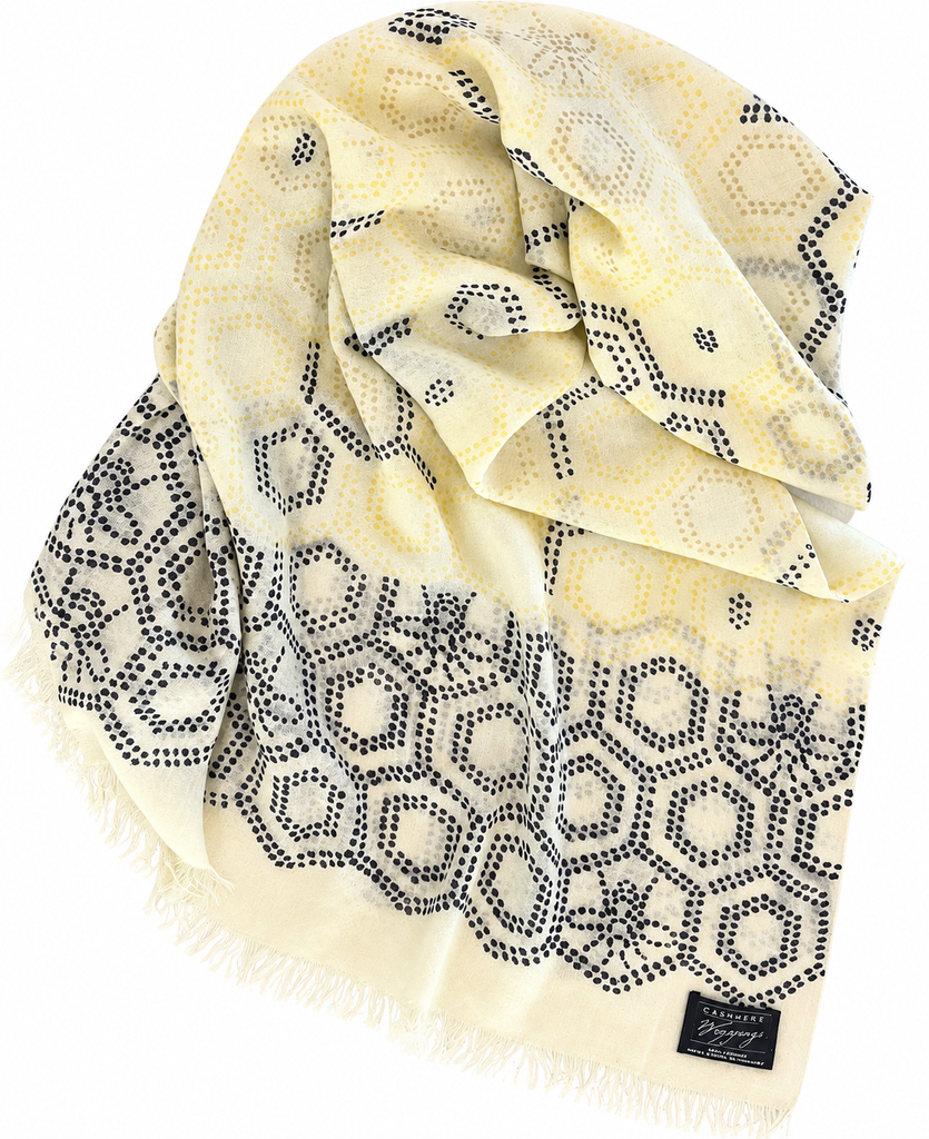 Honeycomb | Ivory & Honey Cashmere Scarf