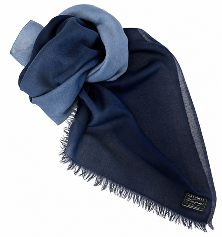 Degrade Blues Tissue Weight Cashmere Scarf