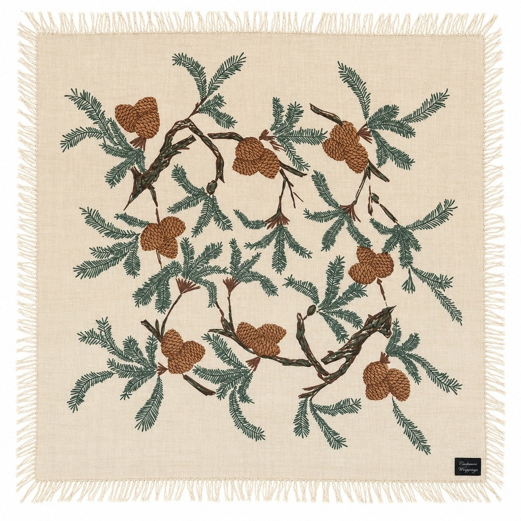 Pine Cone Wreath Cashmere Scarf