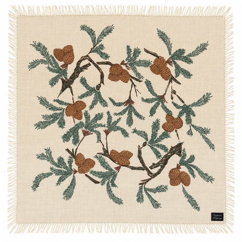 Pine Cone Wreath Cashmere Scarf