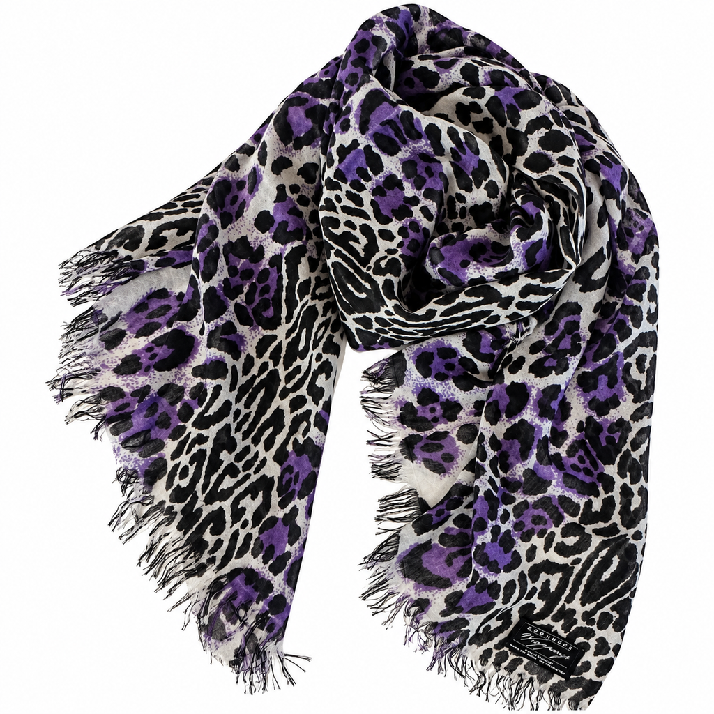 Leopard Print Fine Gauge Cashmere Wrap | 27" X 80"