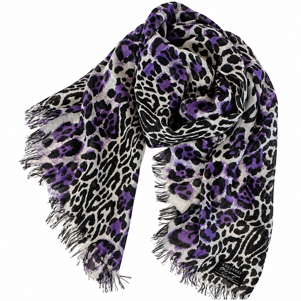 Leopard Print Fine Gauge Cashmere Wrap | 27" X 80"