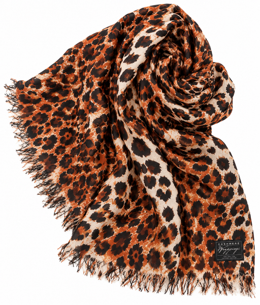Leopard Print Fine Gauge Cashmere Wrap | 36" x 80"