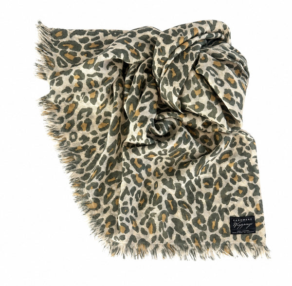 Leopard Print Fine Gauge Cashmere Wrap | 27" X 80"