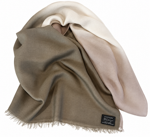 Three Shades of Taupe Tissue-Weight Cashmere Scarf