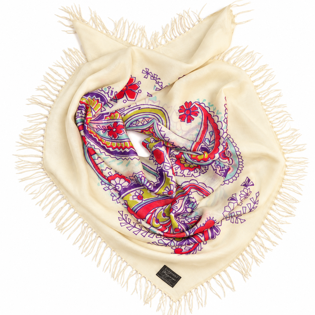 Paisley Bandana Fine-Gauge Cashmere Scarf