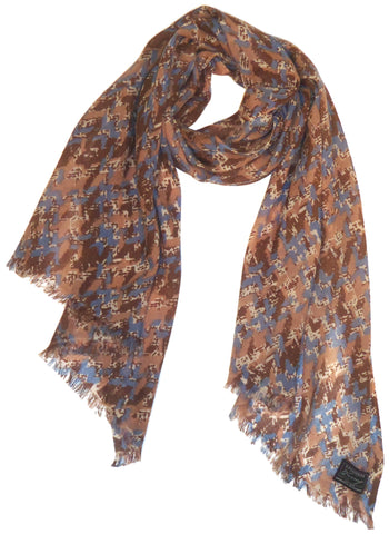 Chevron Print Fine Merino Wool Scarf | 27" x 80"